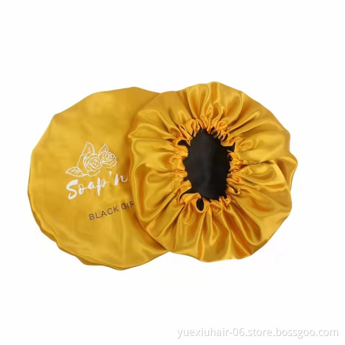 Low MOQ Private Label Sleep Bonnet Custom Hair Silk Satin Bonnets With Logo Stain Head Wrap